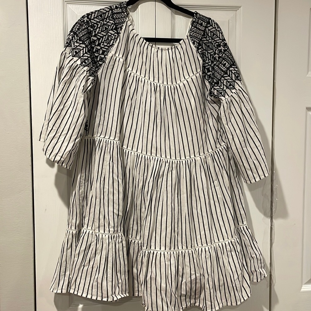 NWT Free People dress with slip size Medium Black and White Stripes w/ Open Back